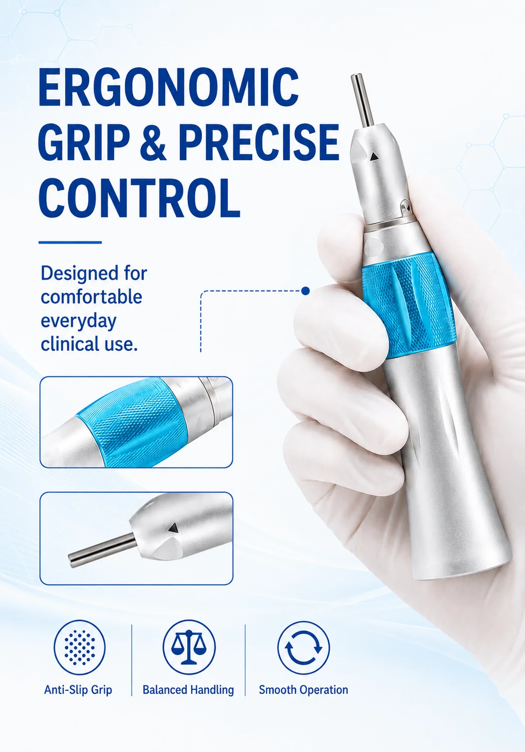 HEXION 1-5 Stück/Set LED Hochgeschwindigkeits-Dentalhandstück N-Tape-Kit mit E-Generator, Drehmomentkopf & Druckknopf -3 Wassersprühfunktion 2/4 Löcher – Detail 5