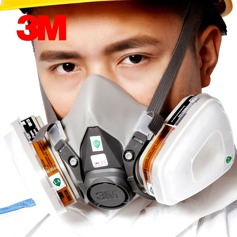 3M 6200 Half-face Mask 6001 Gas Cartridges Painting Spraying Mask Against Organic Vapor Double Filters 7 pieces SuitG222