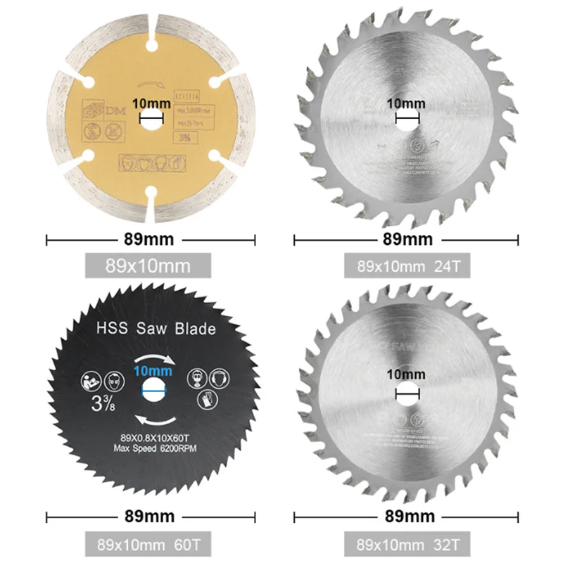 89mm TCT Saw Blade woodworking angle grinder specialized circular saw blade, used for cutting wood PVC. Plastic saw blade tool