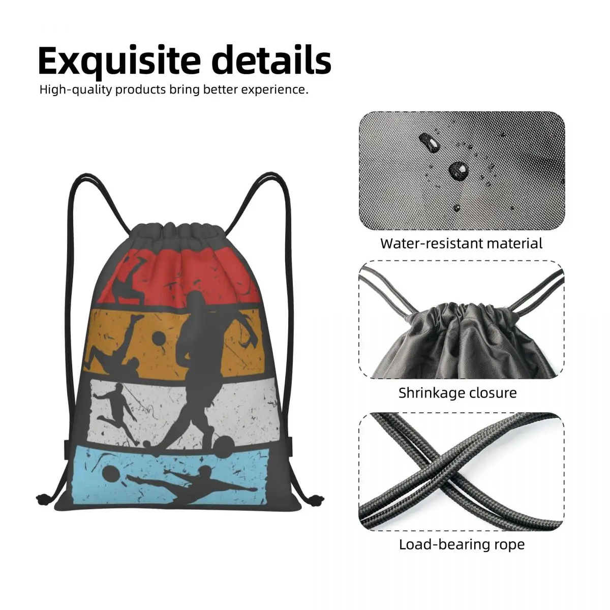 Custom Soccer Retro Football Drawstring Bag for Training Yoga Backpacks Men Women Sports Gym Sackpack