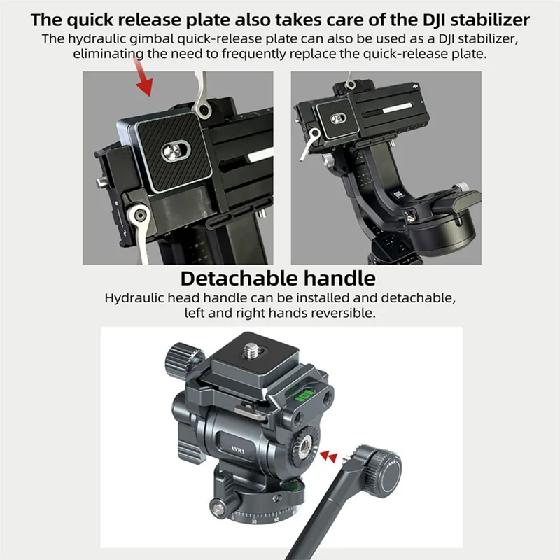 F38 Quick Release Fluid Video Pan-Tilt 360° ° Панорамный подвес с панорамированием и наклоном и наклоном 145г. °   С съемной ручкой для съемок штатива-PZZW