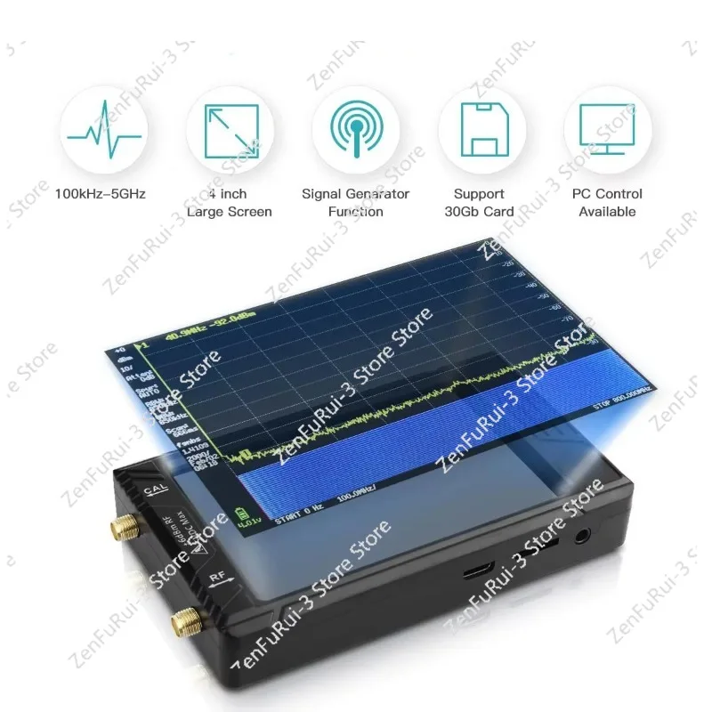 New Handheld Tiny Spectrum Analyzer 100k-5.4GHz RF Signal Generator with 4inch Display for tinySA ULTRA with battery