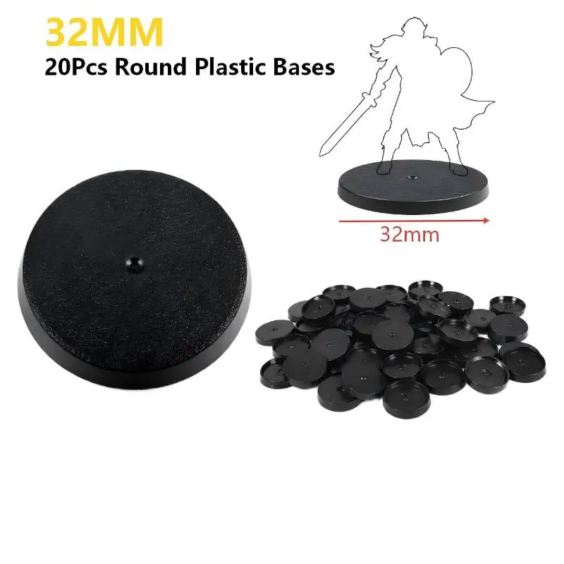 20Pcs 32mm Round Wargame Miniature Base Black Plastic Flat Stable Figure Holder For Tabletop Wargaming Model Hobby DIY Painting view 6