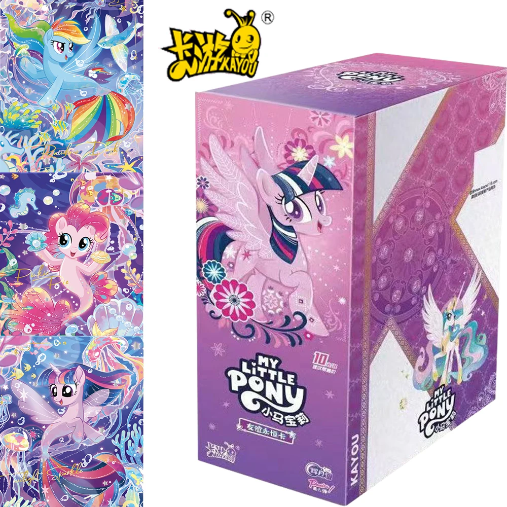 New KAYOU My Little Pony Cards Collection Anime Fluttershy Pinkie Pie Retro Elegance Flowing Gold Glory Card Children Gifts Toys