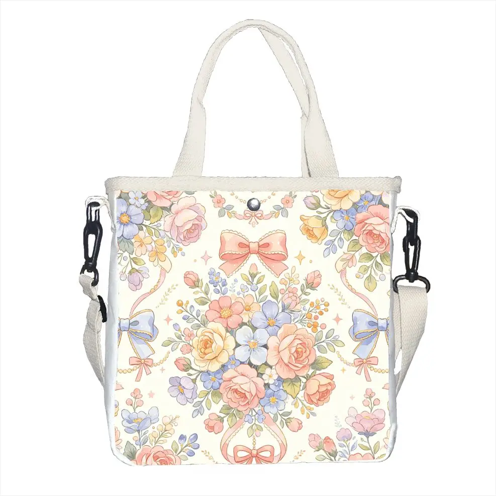 1pc Classic Baroque Floral Tote, Adjustable Strap Romantic Girly Handbag