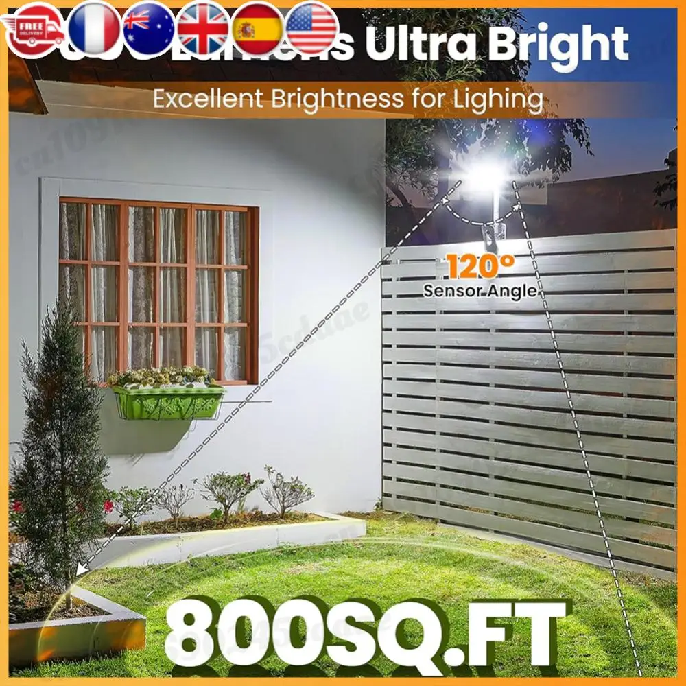 Solar Wall Light Solar Fence Light Auto On/Off Motion Sensor Outside Yard Lamp 3 Modes Security Porch Light for Garden Yard Path