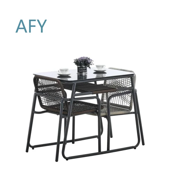 Outdoor Garden Patio Rattan Furniture Set for Space Saving Storage PE Wicker Table and Chairs for Small Balcony Deck Yard