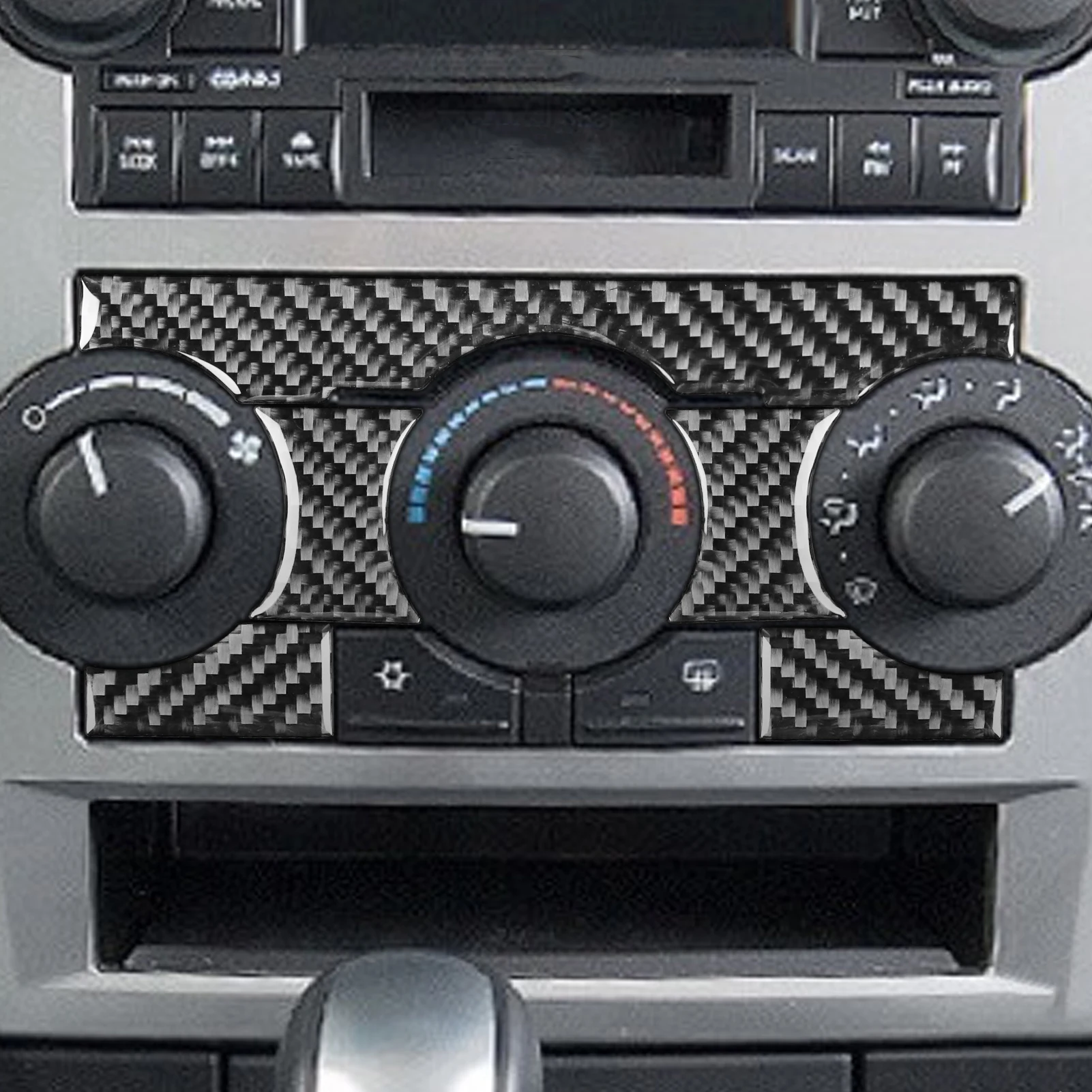For Chrysler 300 300C 2008-2010 Carbon Fiber Central air conditioning button panel Car Accessories Interior Decorative Stickers