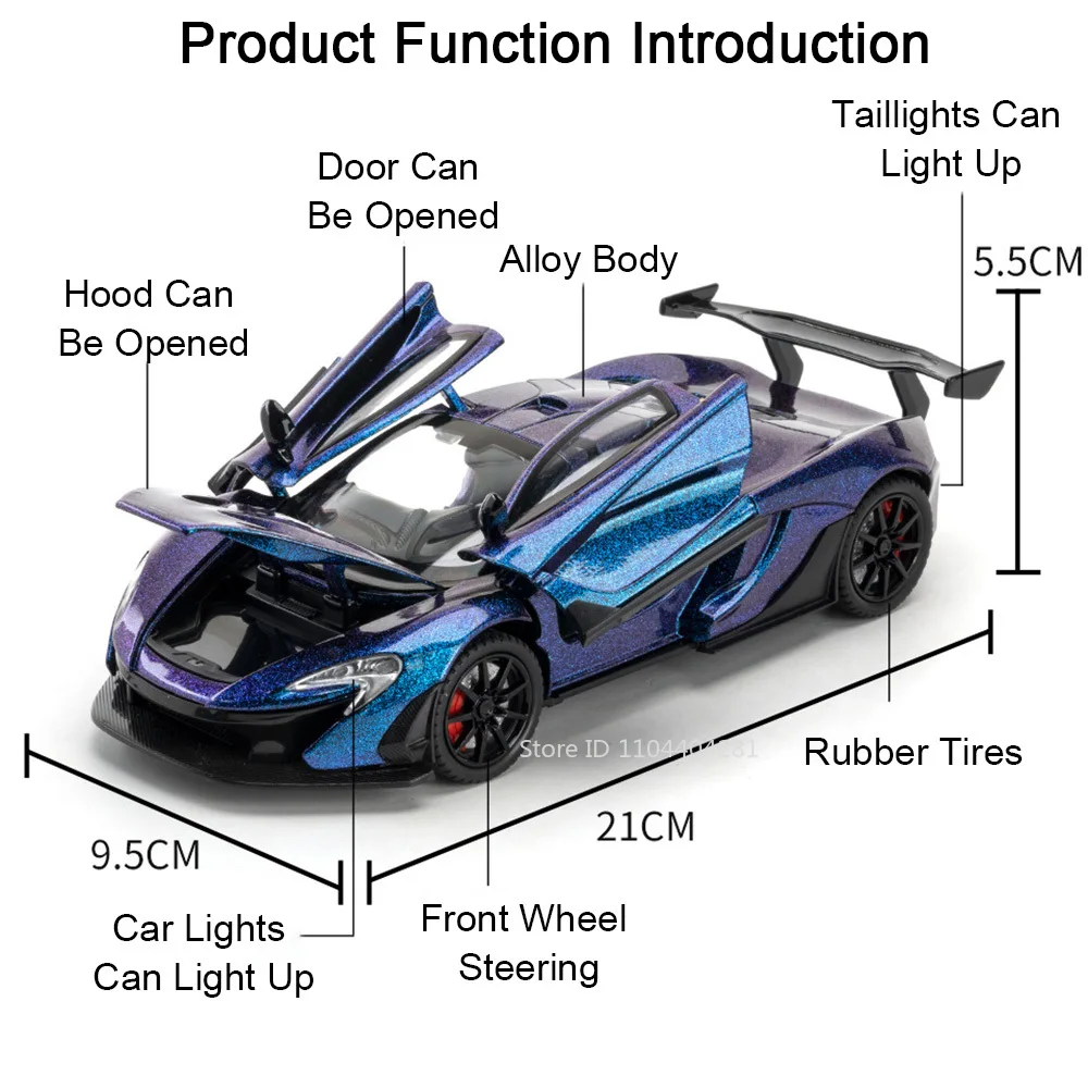 1:24 BYD Yangwang U9 Xtreme P1 Miniature Car Alloy Diecast Toys Model Sound Light Pull Back Doors Opened Vehice Popular Ornament