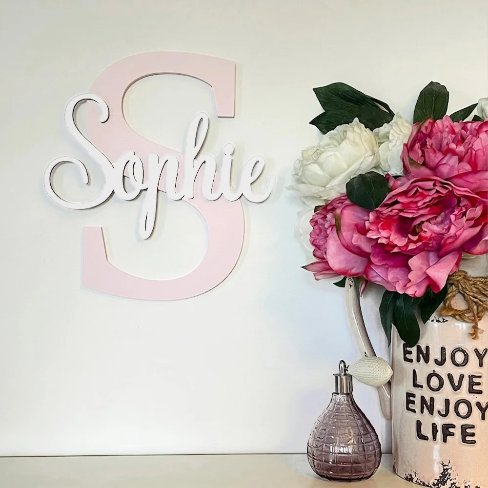 1pc Wooden Double-layer Letter Door Sign, Customizable Name, Children's Room Wall Decoration, Customized Exclusive Gift
