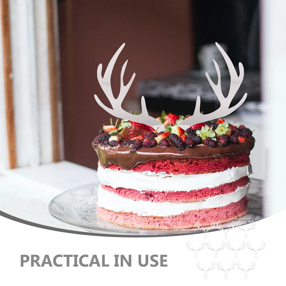

20Pcs Reindeer Antler Acrylic Cake Picks Christmas Cupcake Toppers Birthday Party Dessert Decoration Antler Cupcake Topper