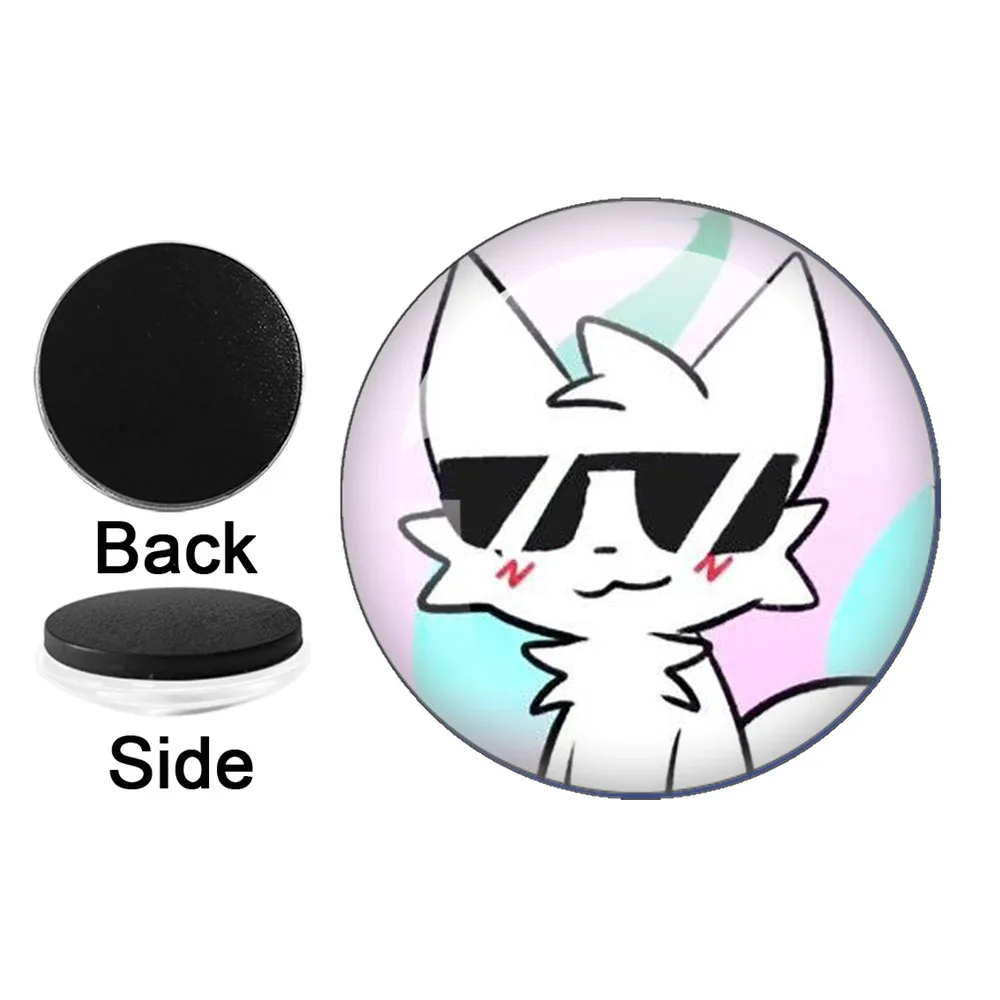 Fun Pink Silly Cats Boykisser Cat Meme Kawaii Fridge Magnet Glass Dome Magnetic Refrigerator Stickers Note Holder Home Decor