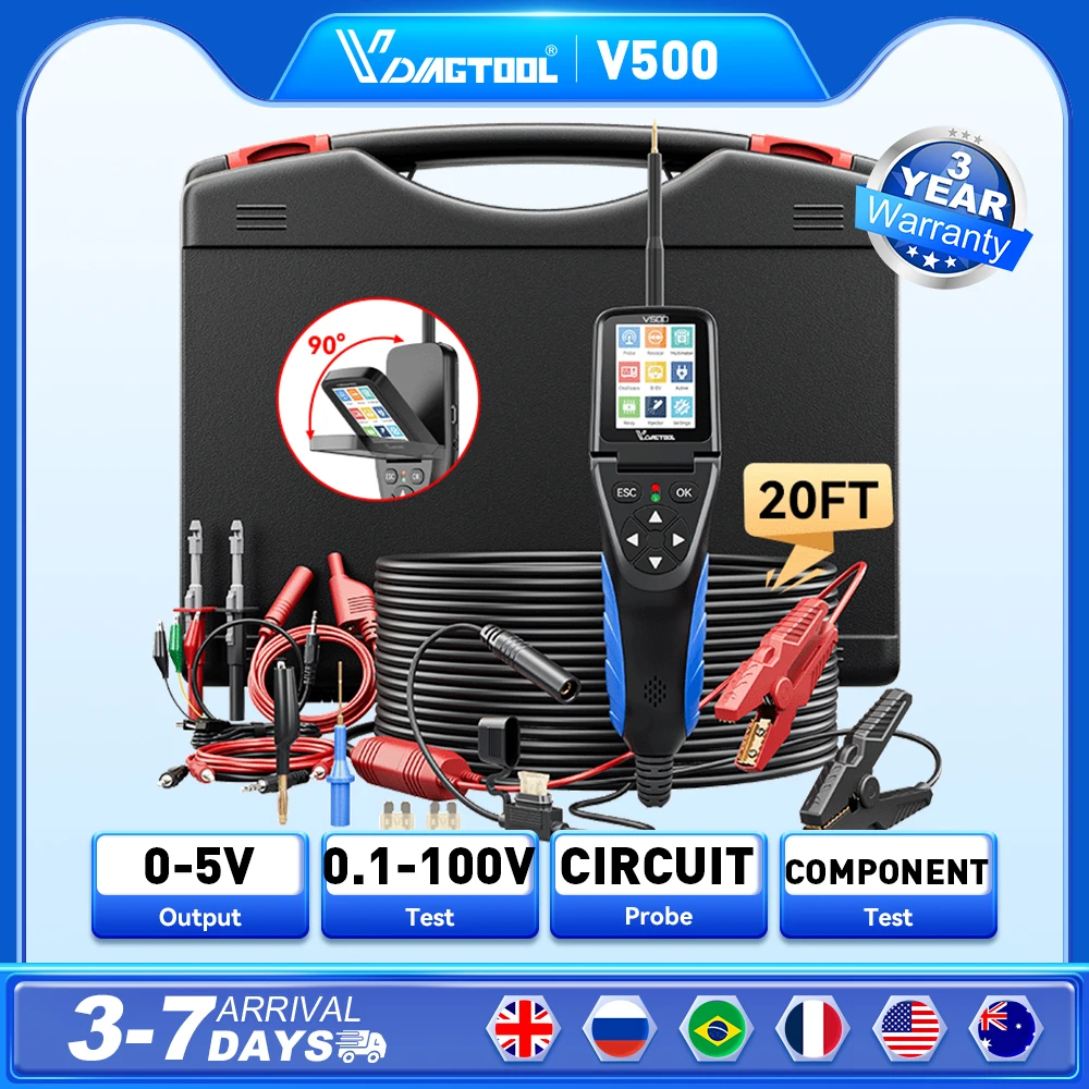 

VDIAGTOOL V500 0,1 ~ 100 В комплект зондов для цепи питания AC DC цифровой тестер автомобильных цепей автомобильный аккумулятор диагностический инструмент