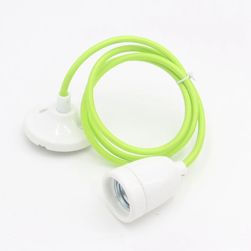 Ceramic Ceiling Lamp Pendant Light Cord Kits Fabric Cord with Porcelain Bulb Holder