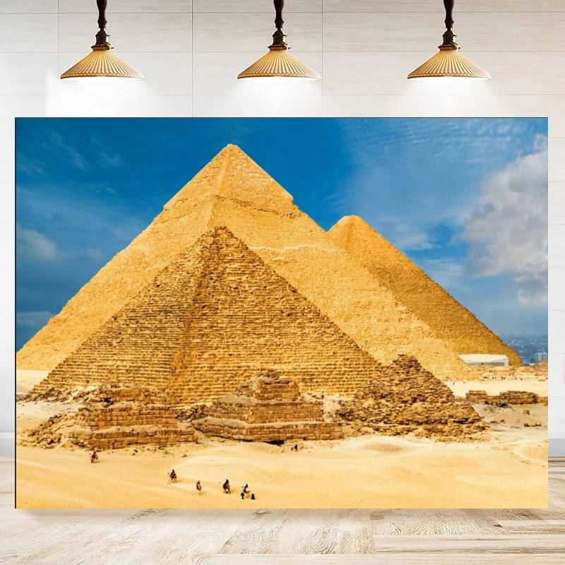 

Photography Backdrop Egyptian Pyramids Ancient Architecture Ruins Background Sky Clouds Photo Studio Props Nature Scenic Poster