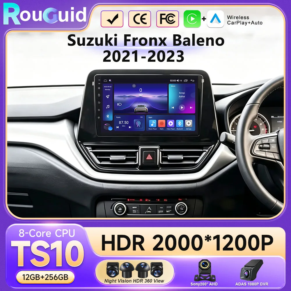 Android 16 Carplay Auto 2K Touch QLED Screen For Suzuki Fronx Baleno 2021-2023 Car Radio Player GPS Multimedia Video Stereo WIF