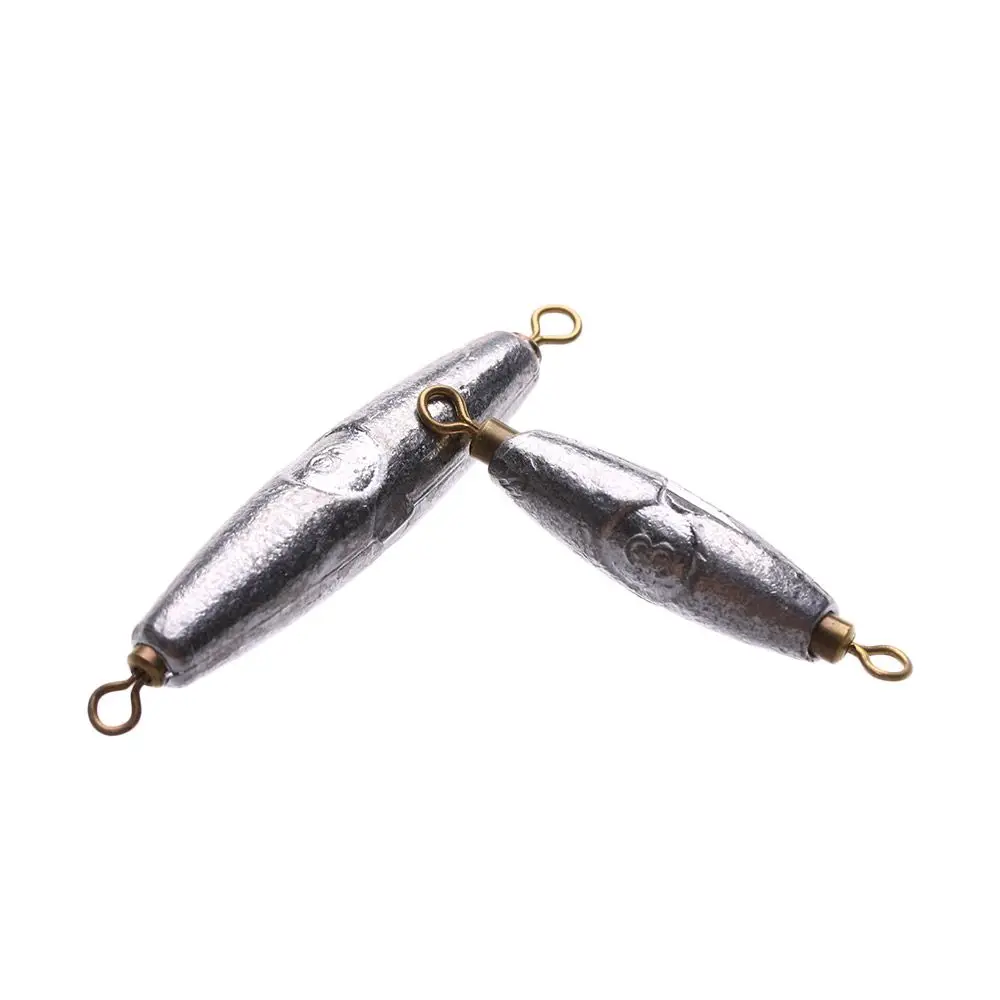 5pcs High Quality Anti Dust  Durable Double ring Fishing Sinker Tackle Olive Shaped Weights Lead Sinkers