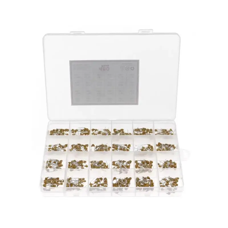 480Pcs Monolithic Ceramic Capacitor Assortment Kit, 24 Values 10PF-10UF 50V for Electronic Circuit DIY