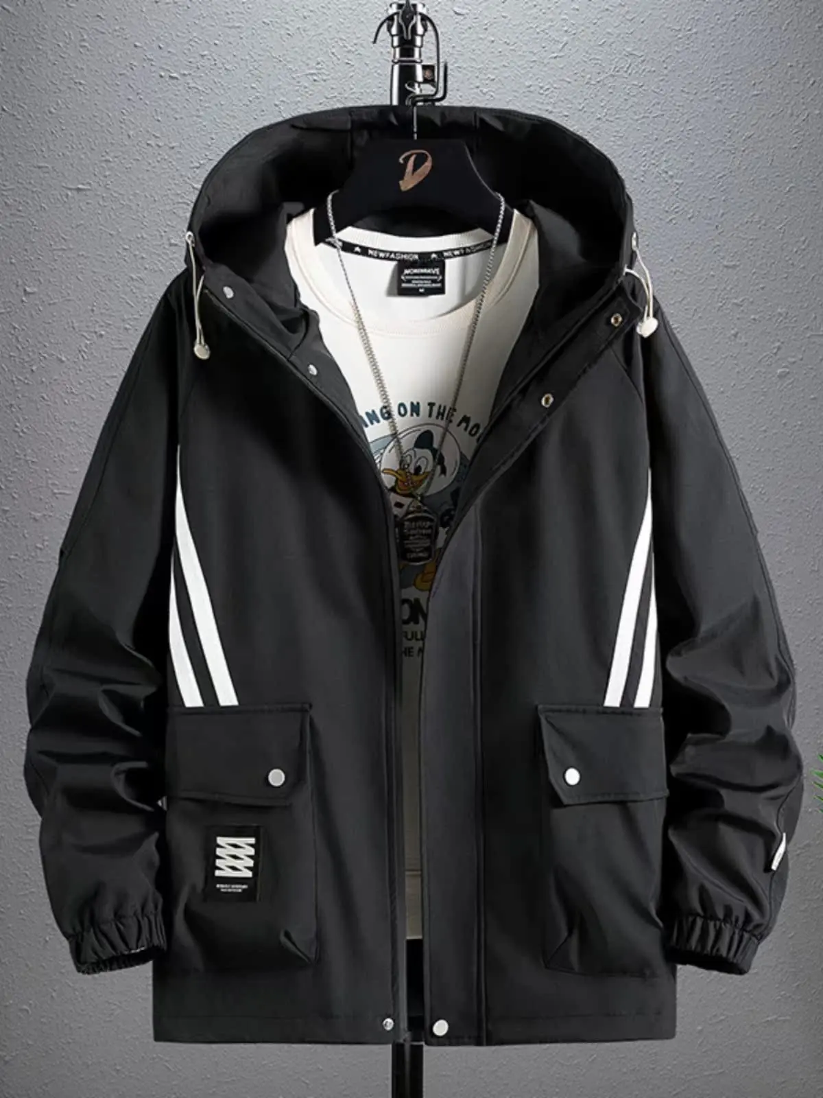 

Мужская свободная куртка для осени, зимы и весны, модная повседневная рабочая одежда, молодежная куртка из полиэстера и нейлона.