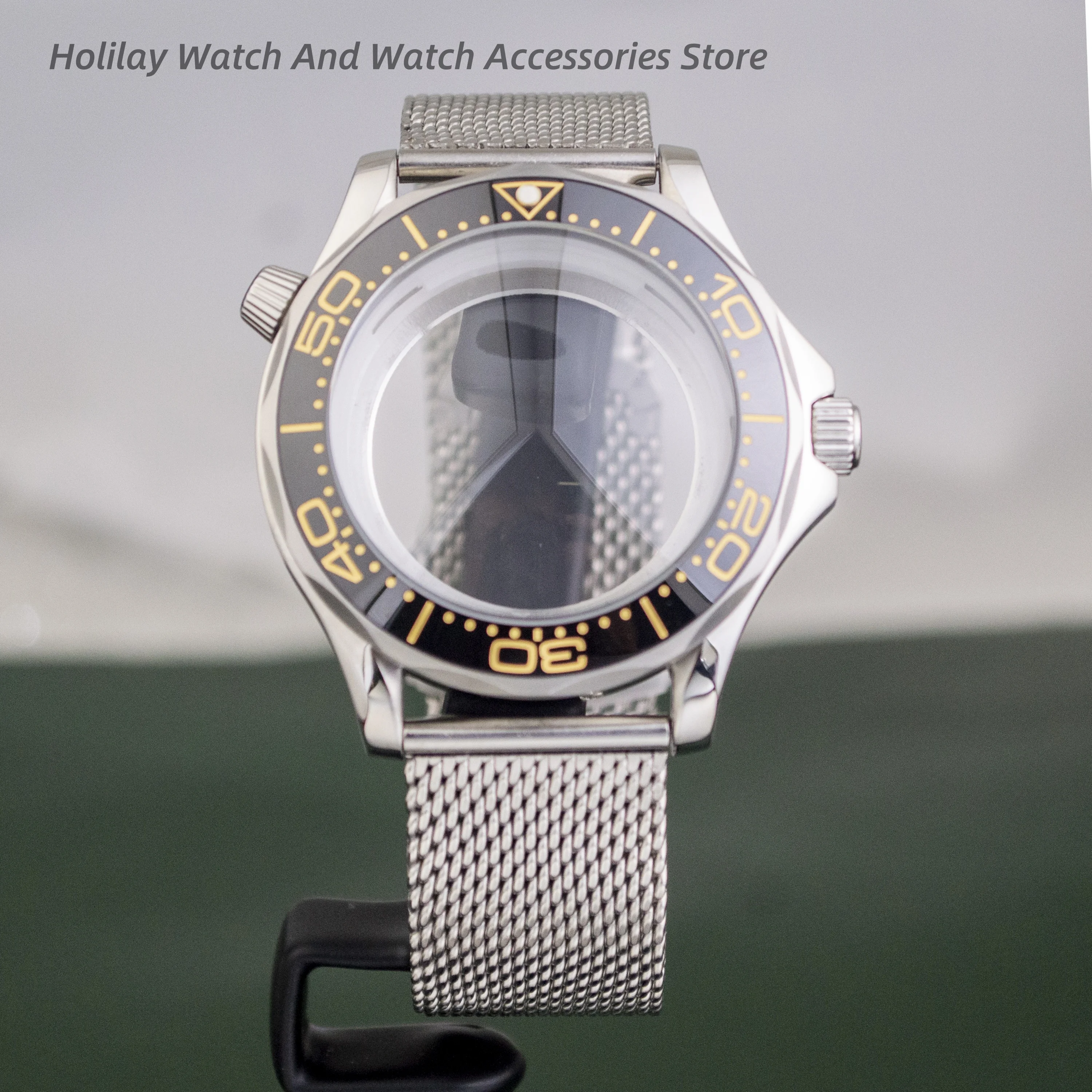 

41MM Case For Seamaster 300 NH35 Watch Case Stainless Steel Strap for NH35 NH36 Movment 10bar Waterproof Case