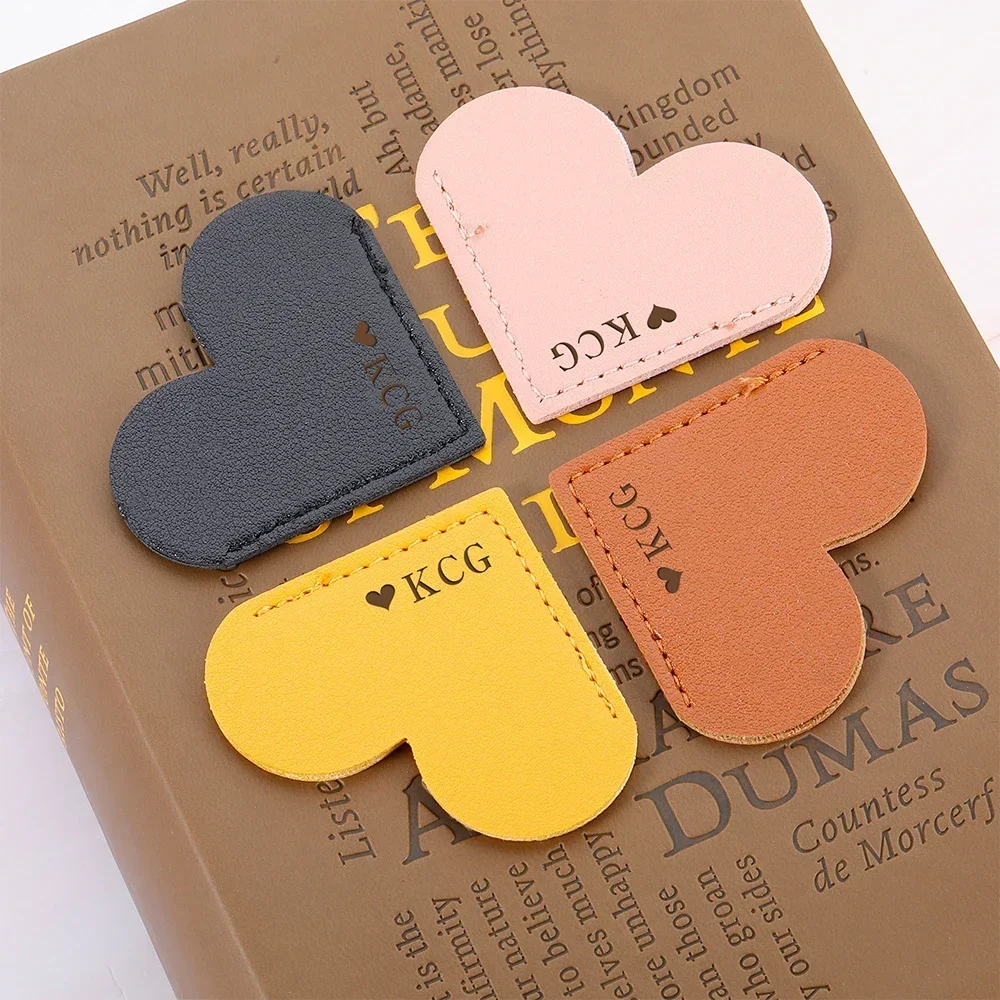 5pcs Personalized Initials Leather Bookmark Customized Name Thanks Gift for Book Lover Teacher Girlfriend Heart Corner Bookmark