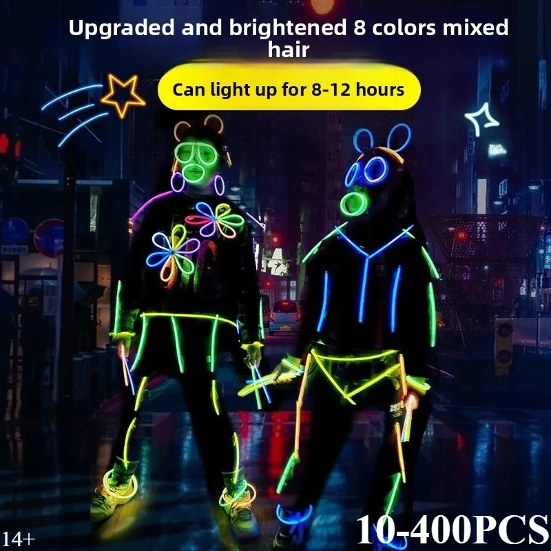 عصا الفلورسنت الحفل في الهواء الطلق للأطفال ليلة ضوء الرقص مضيئة عصا المتاح الملونة عصا الفلورسنت لعبة سوار