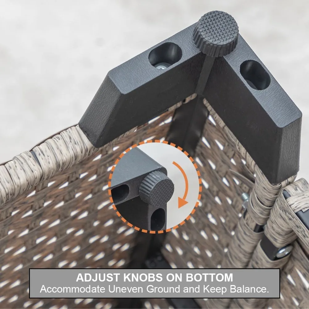 5-delige terrasmeubilairset, conversatieset voor alle weersomstandigheden, sectionele bank met waterbestendige grijze dikke kussens