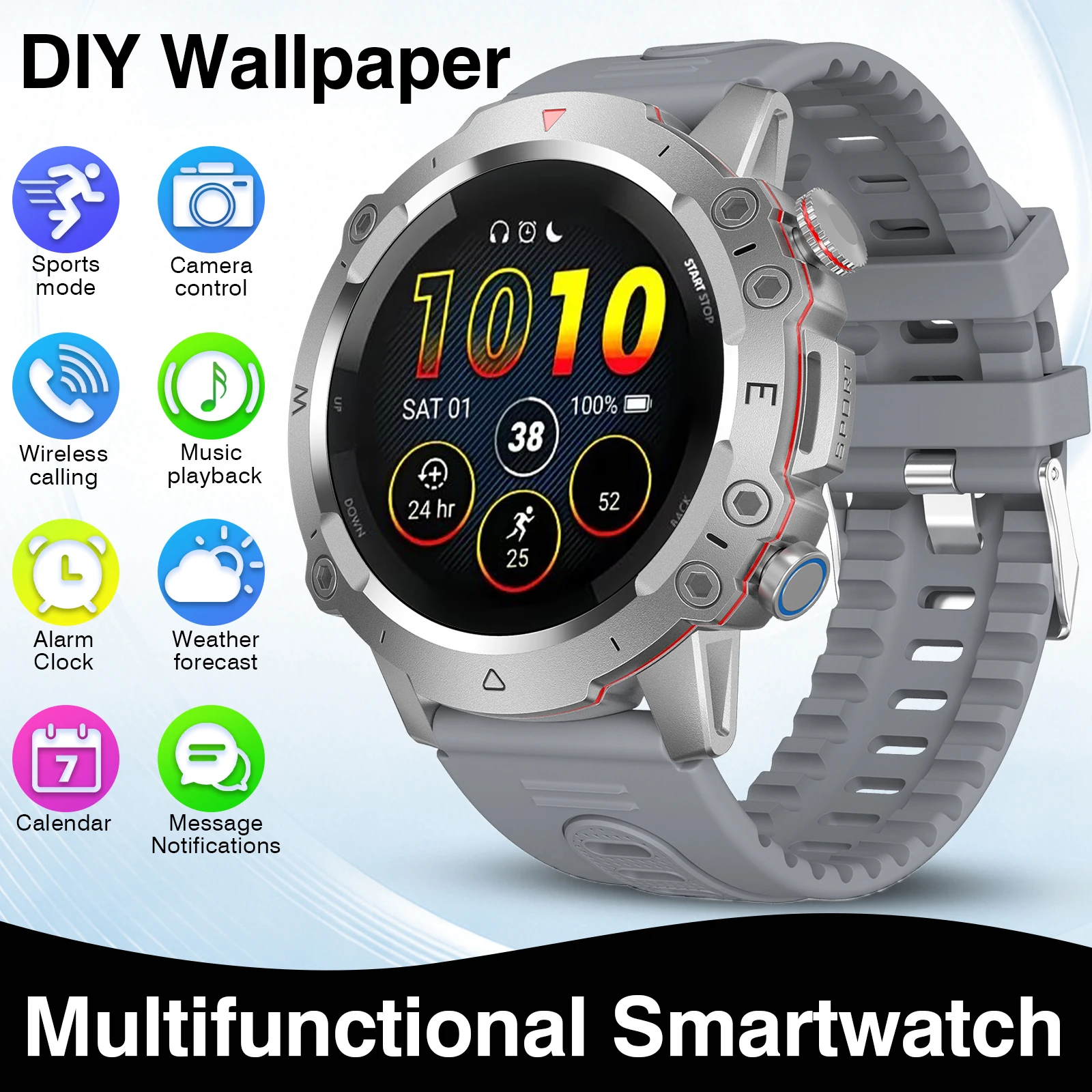 Smartwatch Face - สมาร์ทวอทช์กีฬา HD หน้าจอสัมผัสแบบเต็มรูปแบบรุ่นใหม่ สำหรับทุกเพศ พร้อมการแจ้งเตือนสายเรียกเข้า/ข้อความ หน้าปัดนาฬิกาหลากหลายรูปแบบ