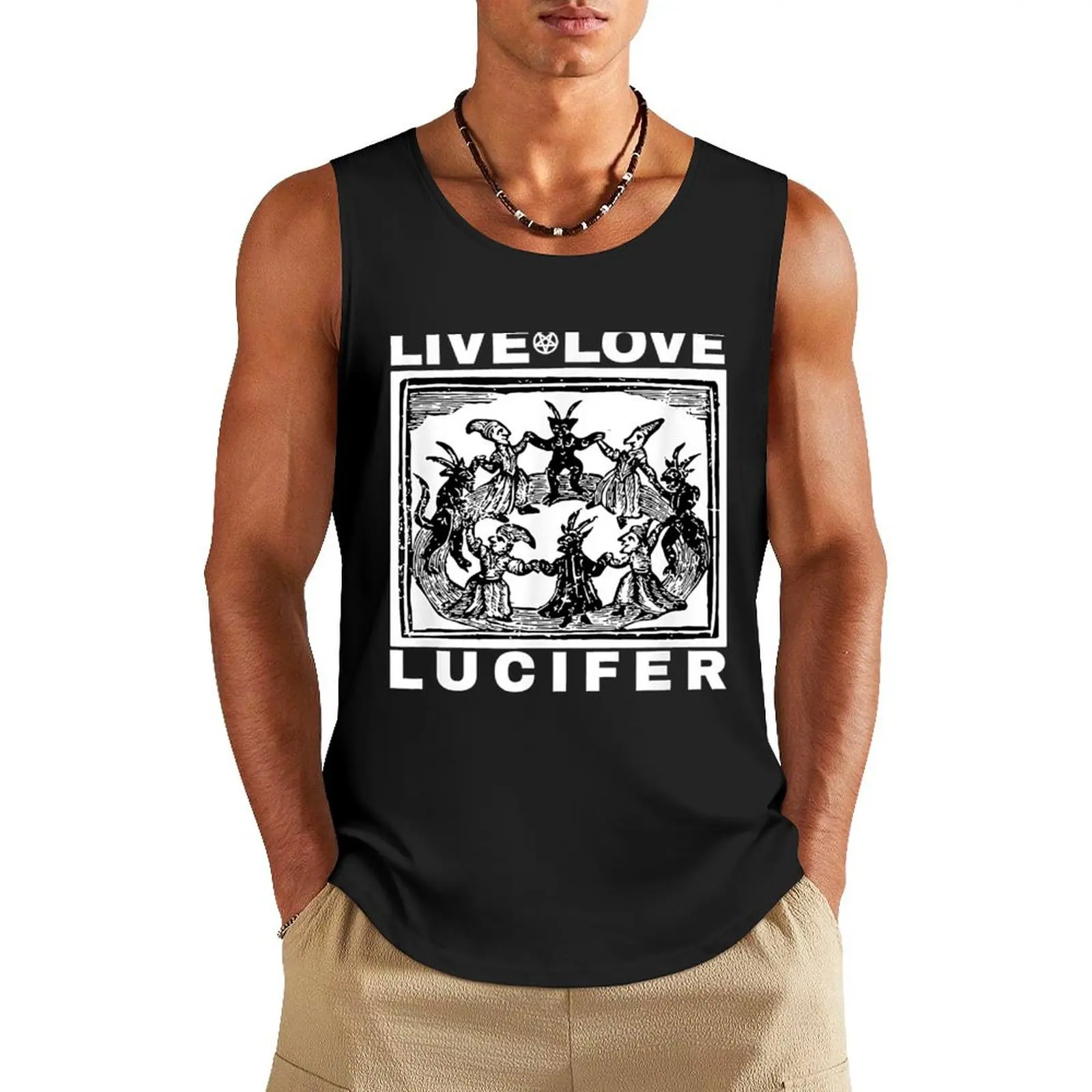 Live Love Lucifer - Satan Dancing Tank Top sleeveless vest men t-shirt for men Men's gym articles mens gym clothes