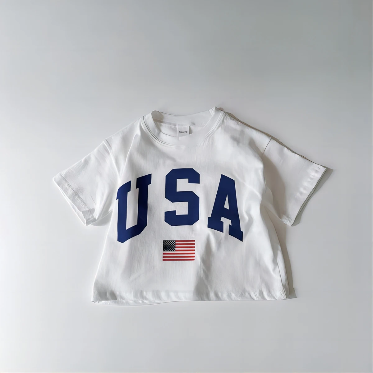 Korea Summer Kids Boys Girls Tee Oversized USA Print Short Sleeve T-Shirt Cotton Casual Tops Infant Outfit Toddler Clothes 6M-4Y