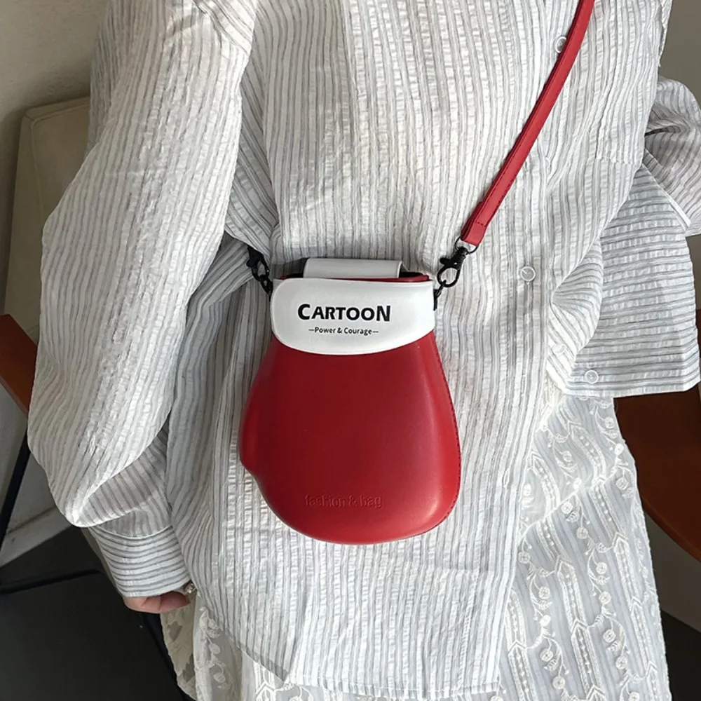 

Hook and Loop Fastener Boxing Glove Phone Bag PU Leather Cute Glove Crossbody Bag Magnetic Buckle Fashion Creative Mitten Bag