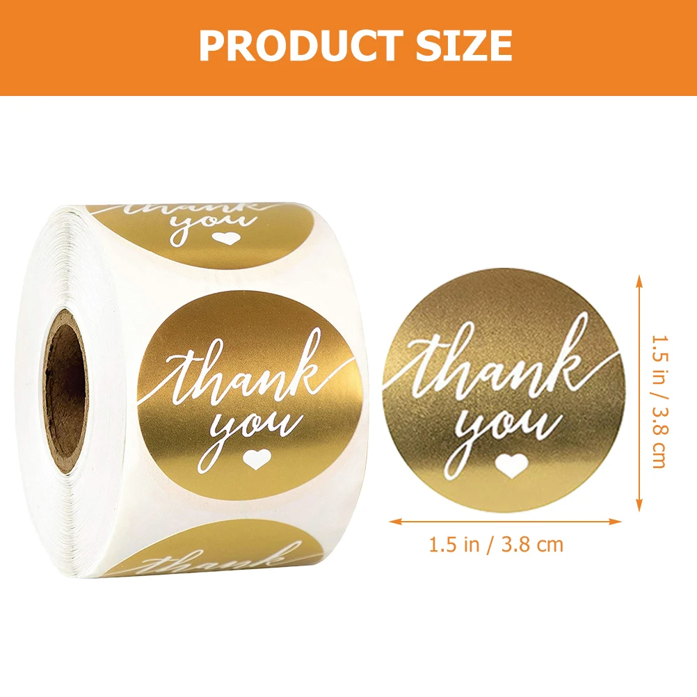 Golden Thank You Stickers for Birthday Party Wedding Gift Packaging Sealing Labels Roll Sticker