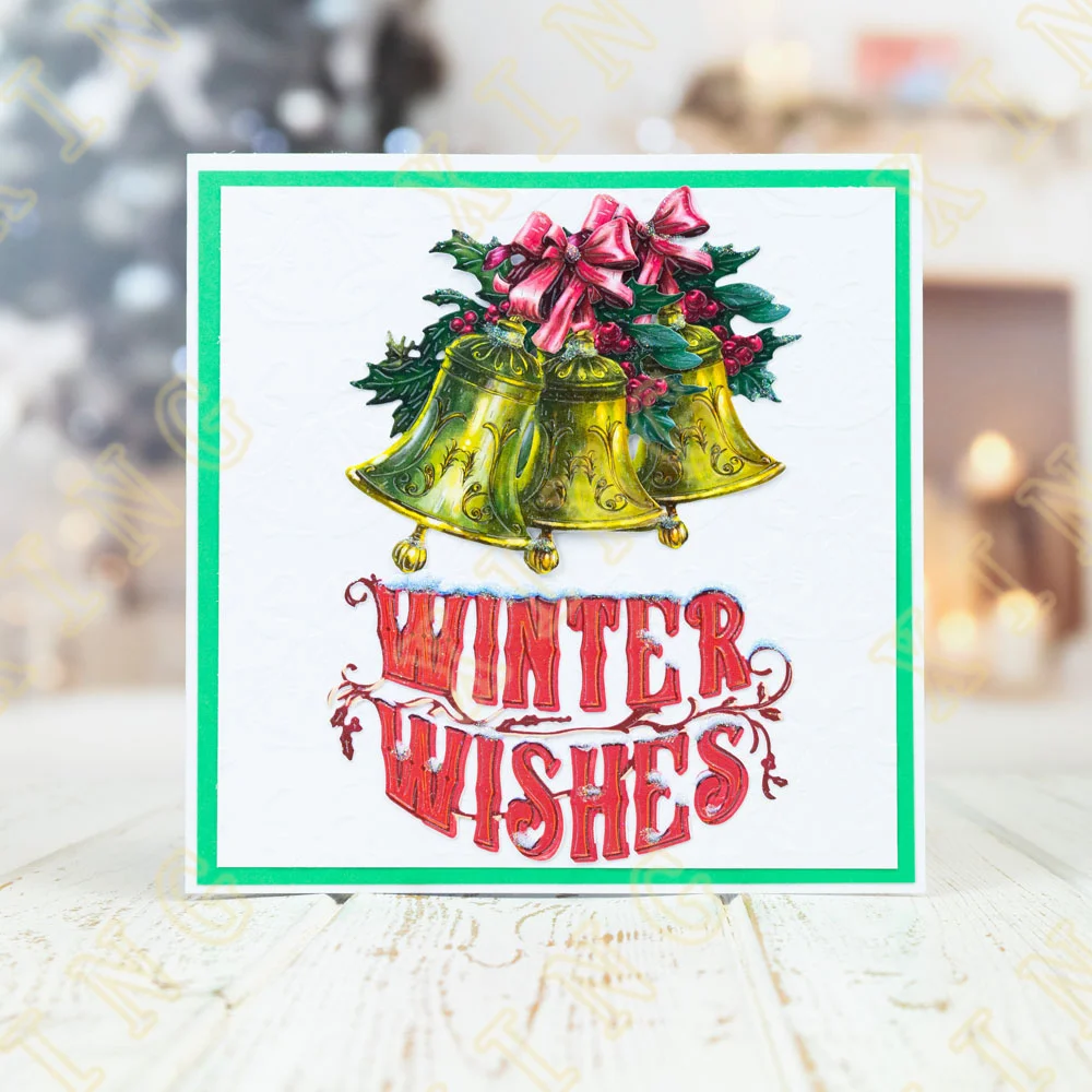 New Christmas Bells Winter Wishes Metal Cutting Dies for DIY Scrapbooking Photo Cutting Die Paper Cards Embossing Decorative