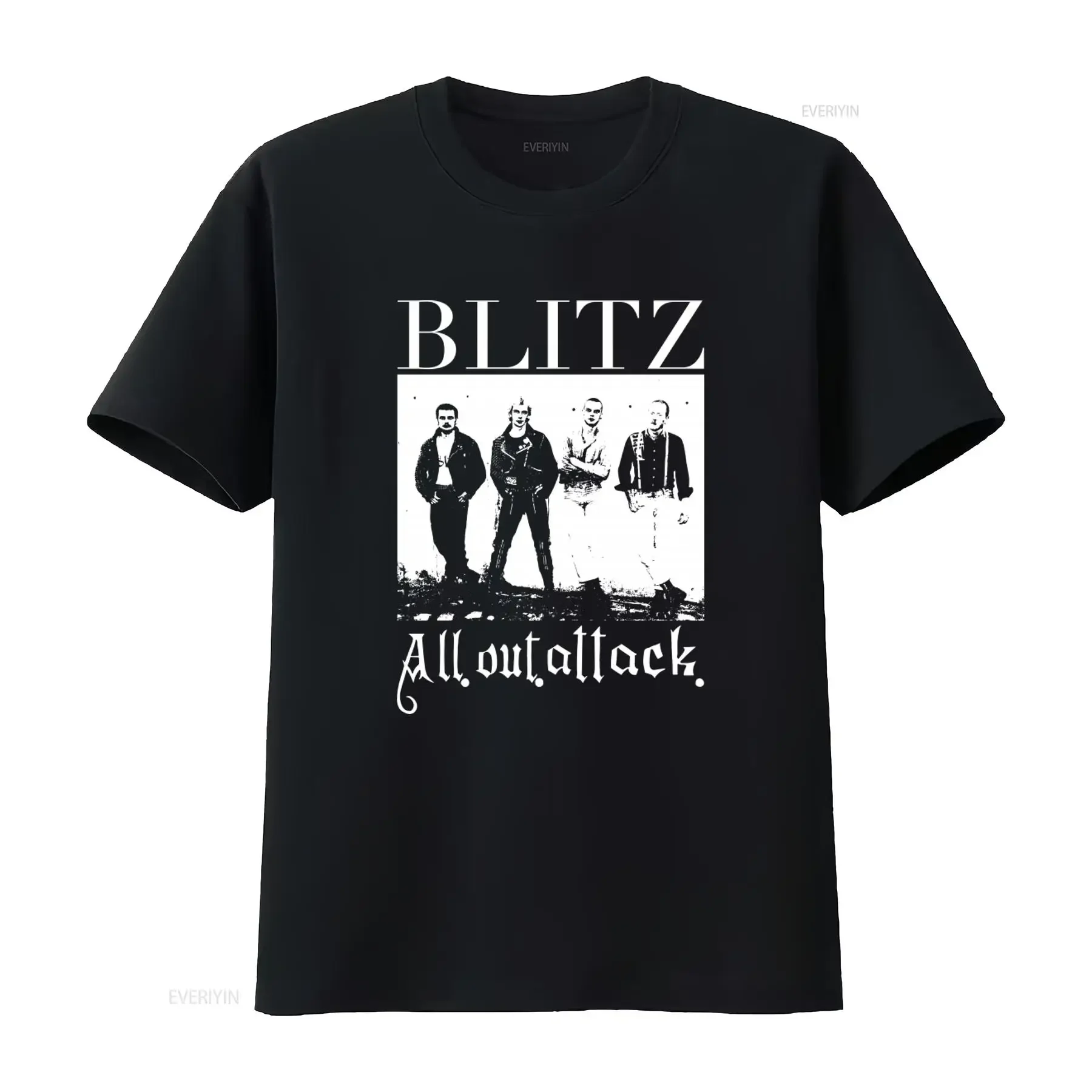 Vintage Blitz T Shirt UK Oi Punk Rock Band All Out Attack  vintage Washed designer clothes Stylish homme graphic Slightly