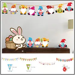 3M Easter Decoration Rabbit Bunny Jute Burlap Banner Flags For Celebration Easter Party Festival Home Decor Hessian Bunting