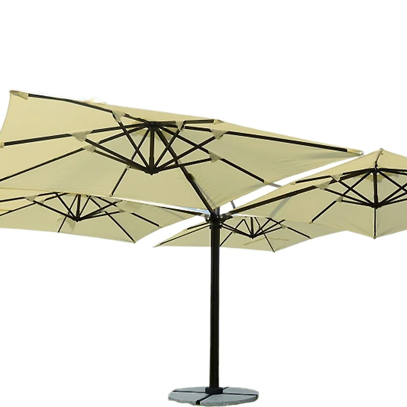 Large outdoor parasol, leisure and commercial high-end clubhouse four-head Roman umbrella, villa resort courtyard umbrella