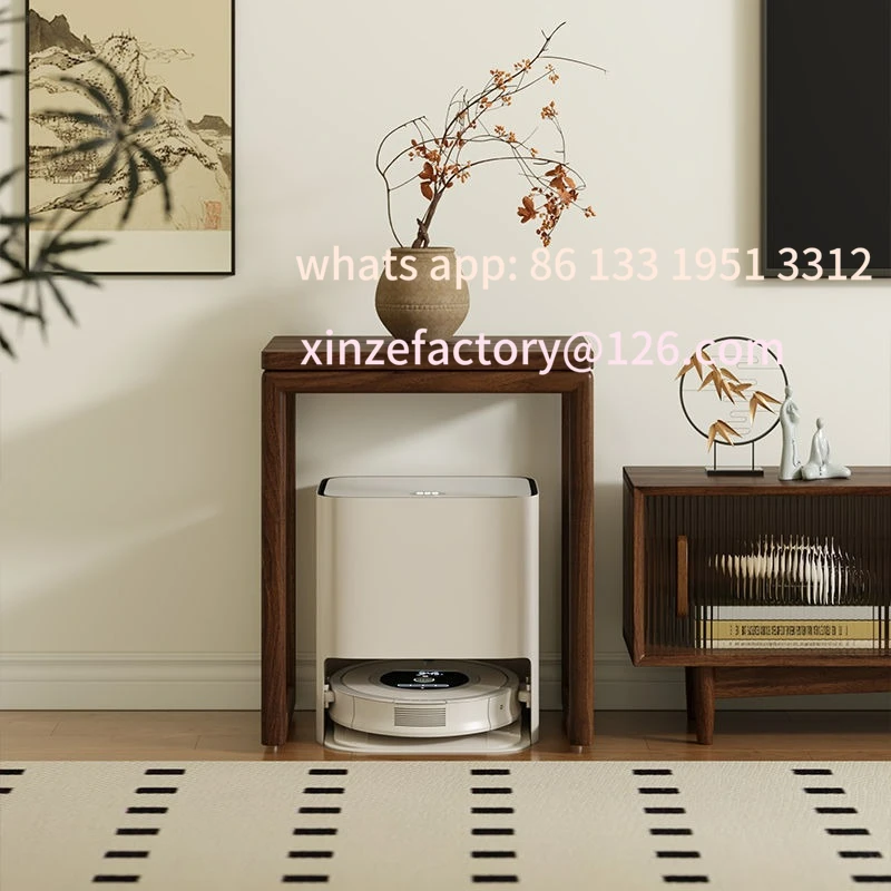 

Customizable solid wood sweeping robot rack removable storage cabinet