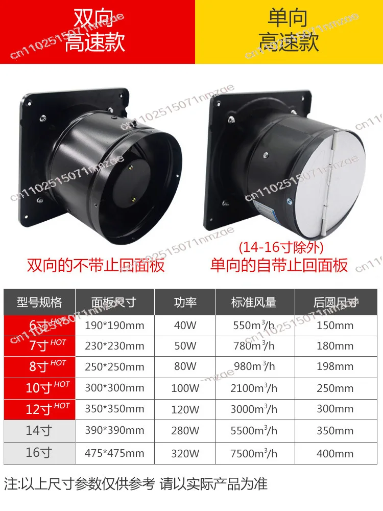High-Power Exhaust Fan - Powerful Suction Ventilation Fan for Kitchen, Home & Industrial Use