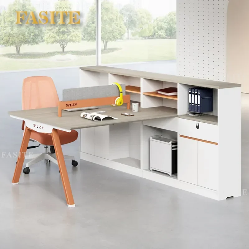 For Office Furniture Grade Desk and Chair Screen Workstation Staff Combination Card Seat with Cabinet Modern Workspace