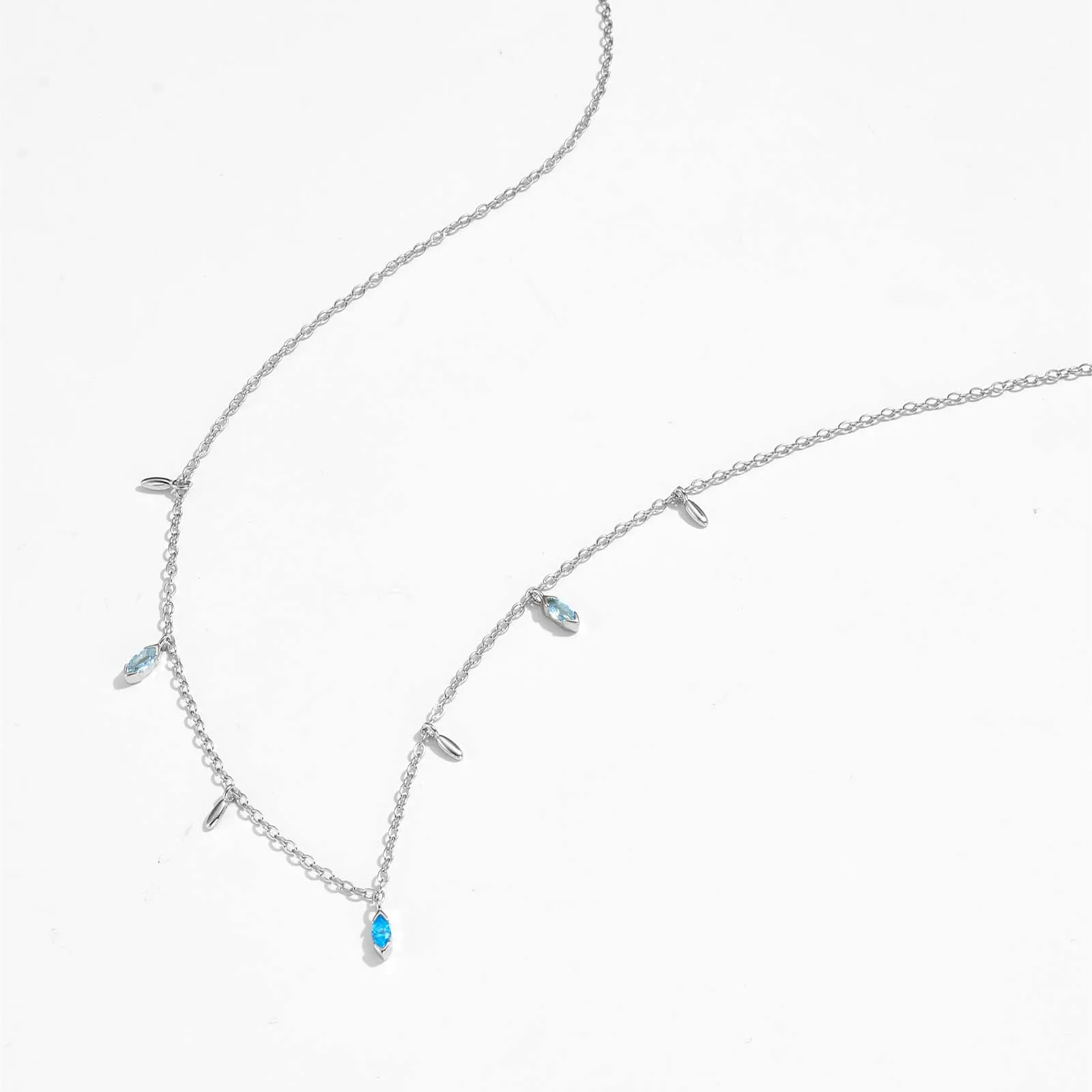 VEWANT 100% 925 Sterling Silver Aquamarine Marqulse Wisiorek CZ Długi łańcuszek Naszyjnik Choker 2024 Luksusowa biżuteria ślubna — zdjęcie 6