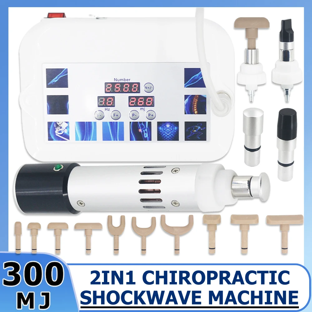 

300MJ Аппарат для ударно-волновой терапии для тела, пистолет для коррекции хронической боли в позвоночнике, профессиональное оборудование для хиропрактики, новое обновление