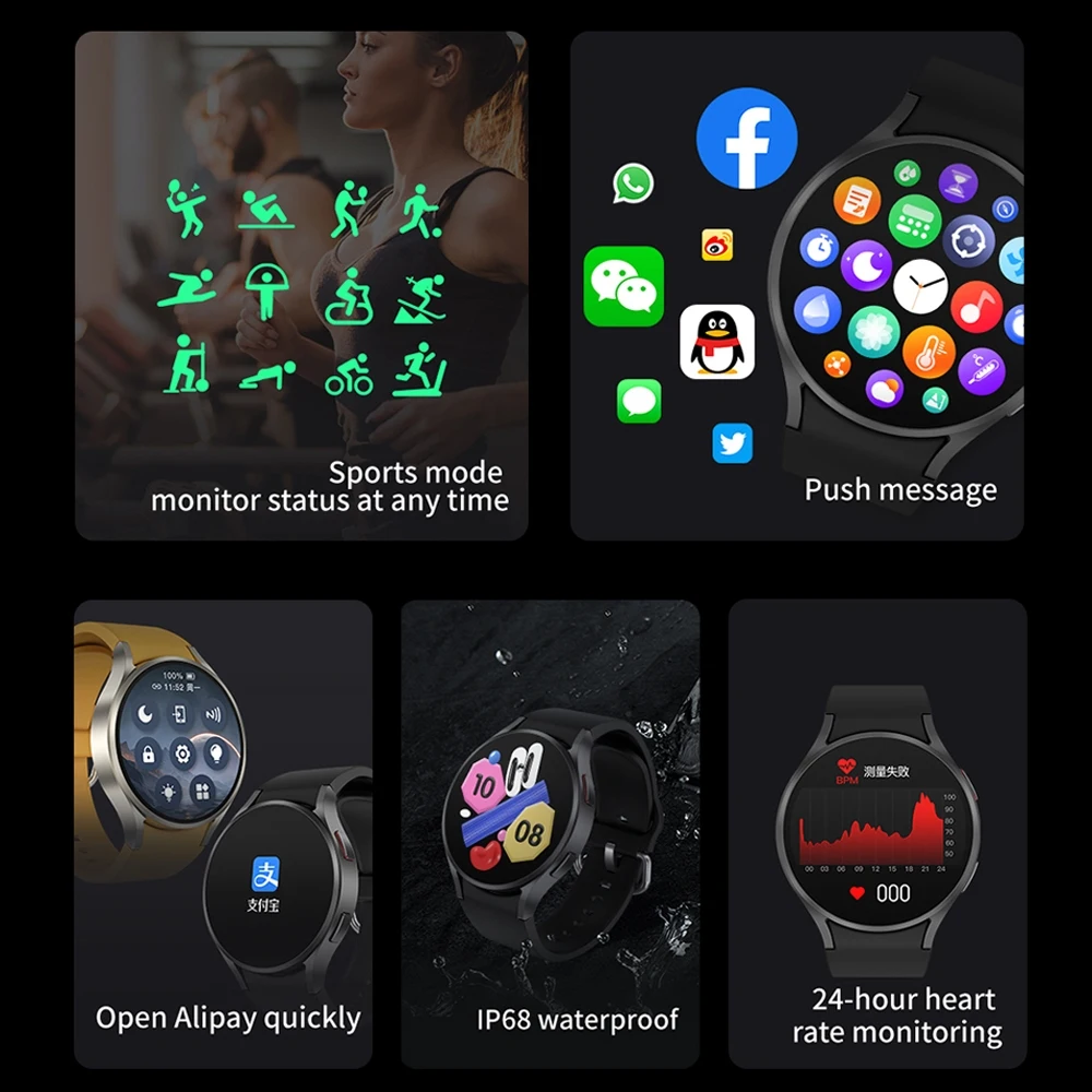 Samsung Galaxy Watch 6 Smartwatch Masculino, Chamada Bluetooth, Assistente de Voz, Rastreador GPS, Impermeável, Android, iOS, Moda