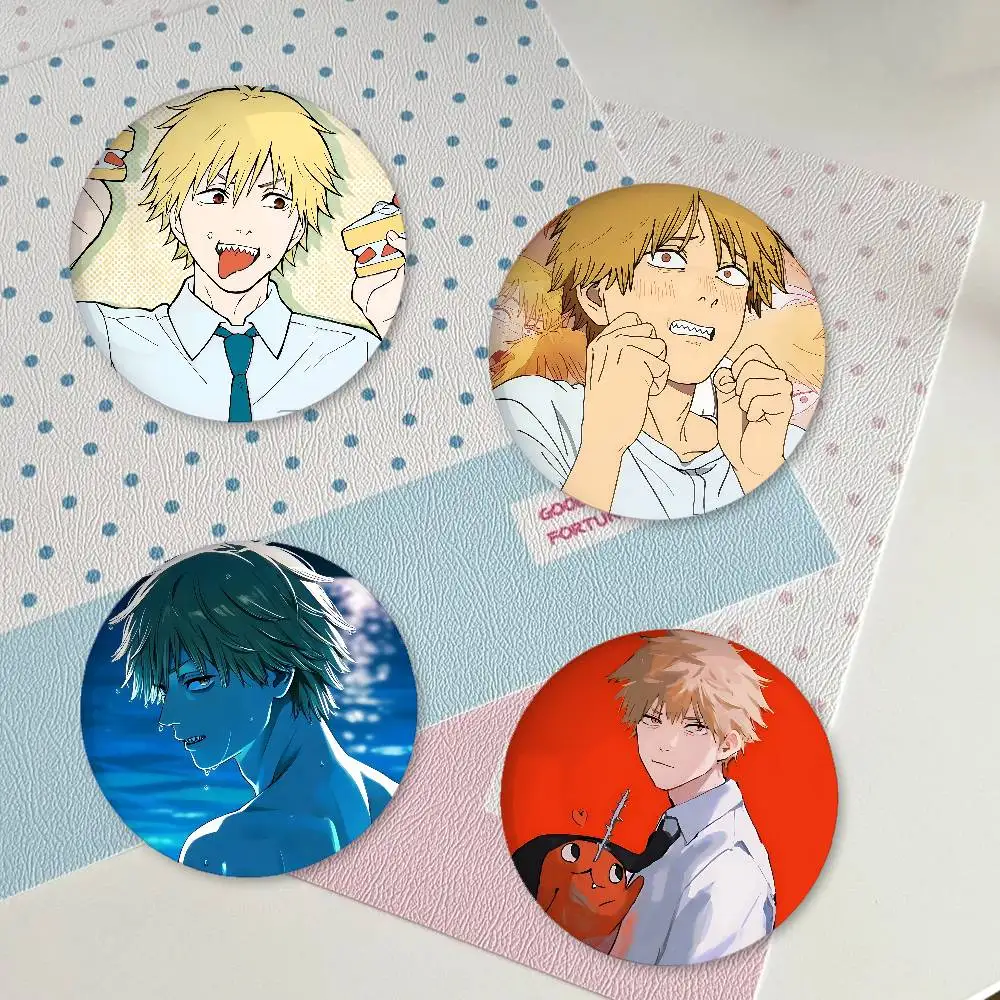 Cartoon D-Denji Badges Creative Tinplate Button PinsBrooch Creative Quotes Badge Clothes Gift For Kids Friends