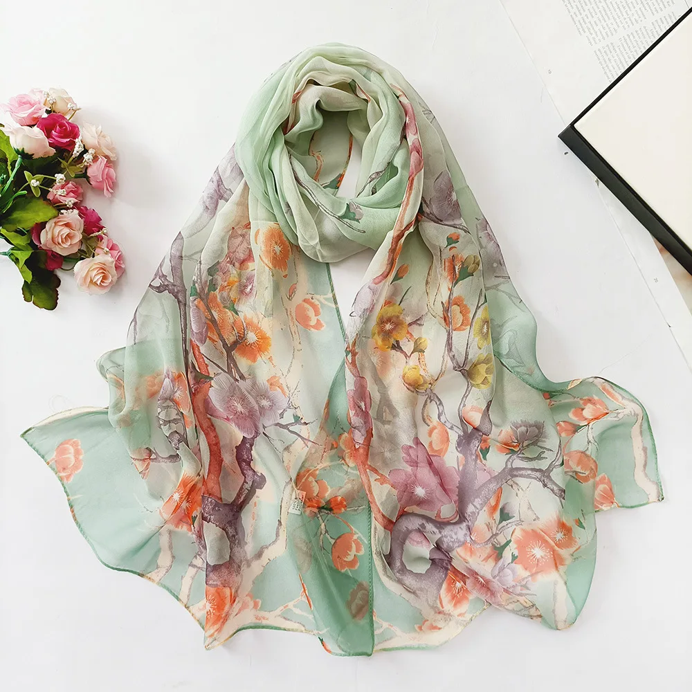 Summer New Crepe Georgette Scarf For Women Girls Students Fashion Scarves Soft Sunscreen Viscose Shawl Spring Female Wrap Shawls