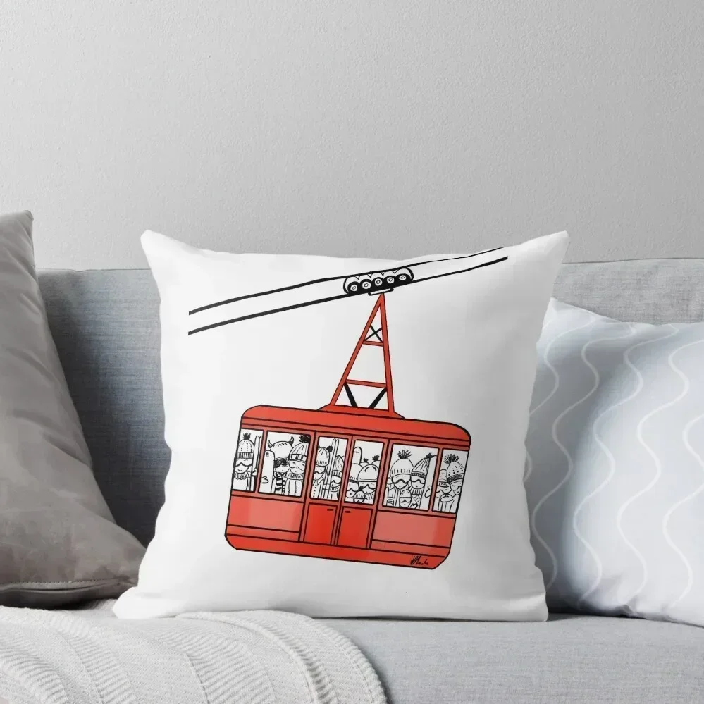 Cartoon Ski Gondola Throw Pillow Luxury Pillow Cover Pillow Decor Luxury Cushion Cover