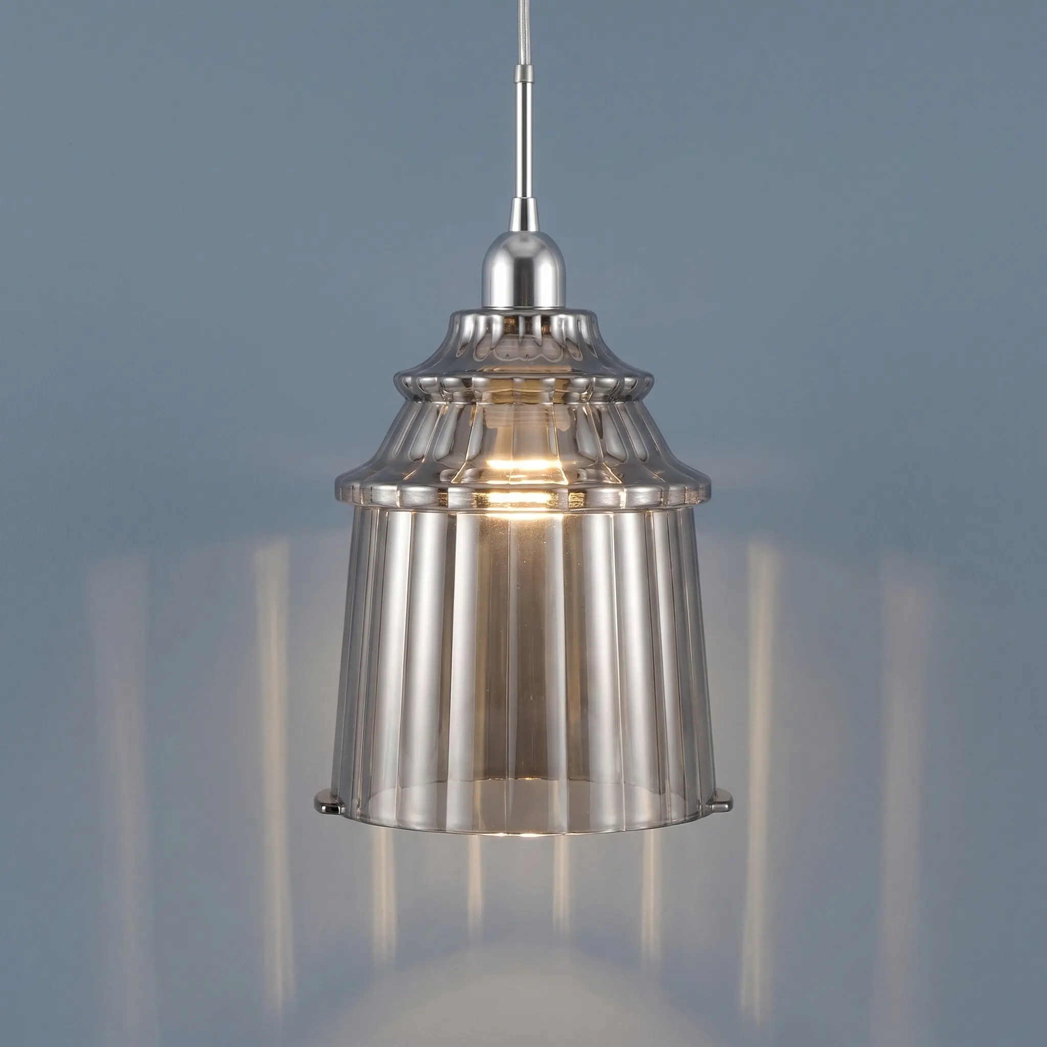 Minimalist European Ribbed Glass Lamp Shade Vertical Stripes Bell Pendant Light Cover Replacement Glass Lampshade for Living