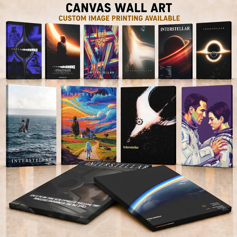Interstellar Canvas Painting Poster Personalized Photo Retro Futuristic Movie Aesthetic Wall Art For Home Theater Collector Gift