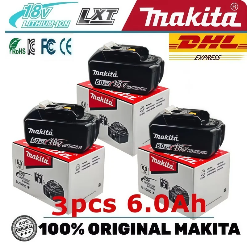 100% Original Makita 6Ah für Makita 18V Akku BL1860B BL1840 BL1830B BL1850B BL1850 BL1860 BL1815 Ersatz-Lithium-Akku