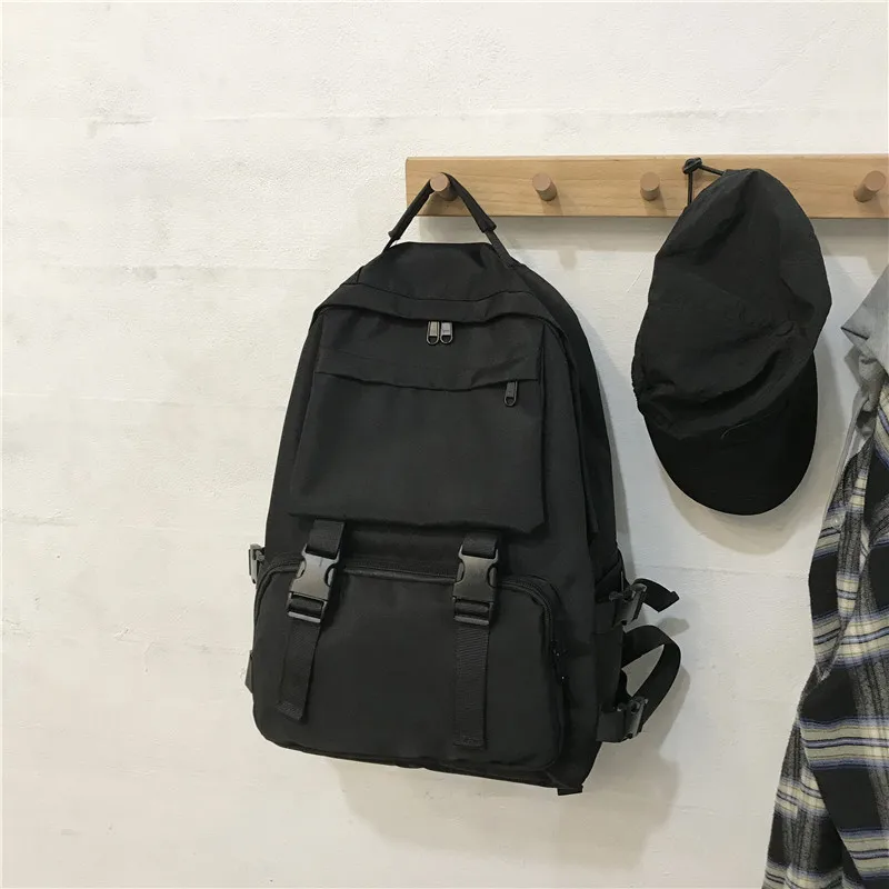 

Simple Backpacks Large Capacity Travel Bag Solid Harajuku Student Schoolbag Backpack Women Man Bag Unisex High Street