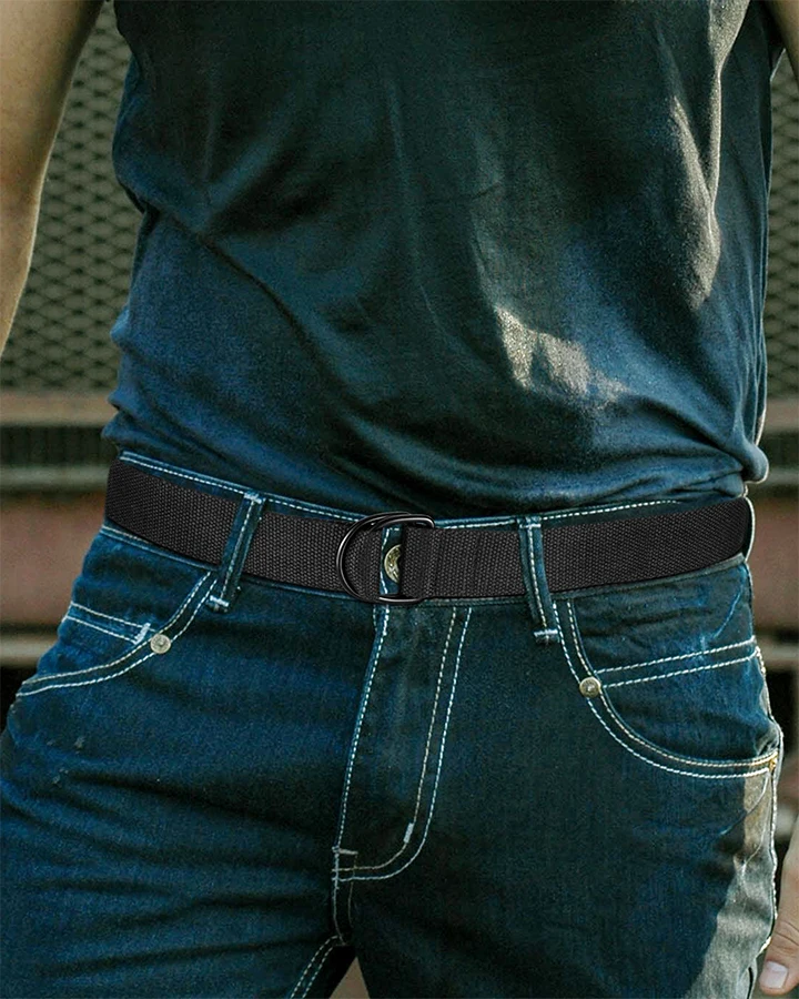 Maikun 2PCS Men Belt Double Ring Buckle Waistband Casual Canvas Belts Belt For Men